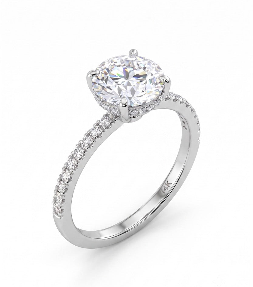 Solitaire with pavé band ring