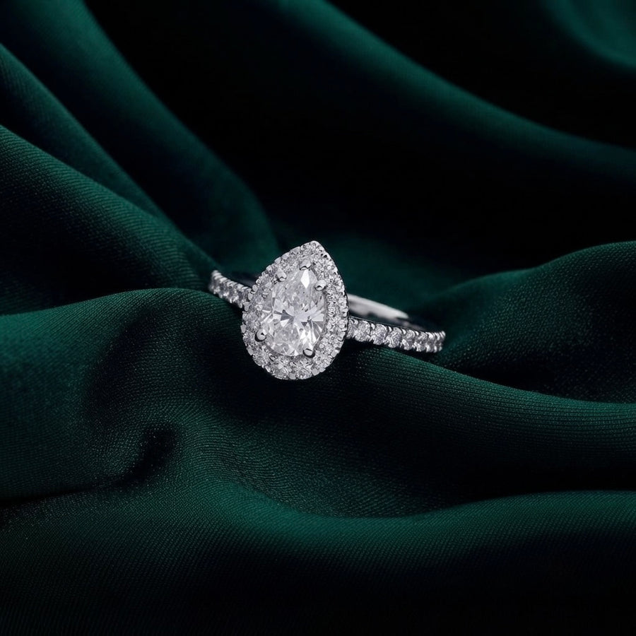 Pear Halo Diamond Ring (#14)