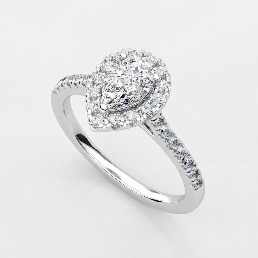 Pear Halo Diamond Ring (#14)